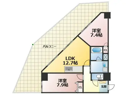 カゼマチテラス(2LDK/4階)の間取り写真