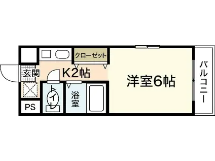 ウィンディア海老園(1K/5階)の間取り写真