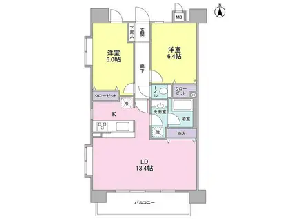 クレフォート大森(2LDK/7階)の間取り写真