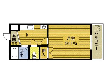 ベル大道(1K/3階)の間取り写真