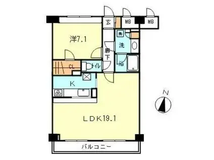 グランハイツ南雪谷(1LDK/1階)の間取り写真
