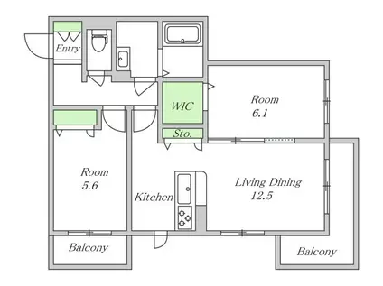 シャーメゾン・パストラル(2LDK/2階)の間取り写真