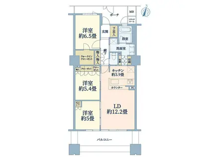 レジデンス・ザ・武蔵小杉(3LDK/22階)の間取り写真