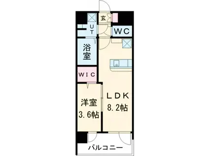 レジュールアッシュ神戸湊川公園(1LDK/9階)の間取り写真