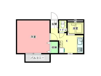袴塚ベータ(1K/1階)の間取り写真