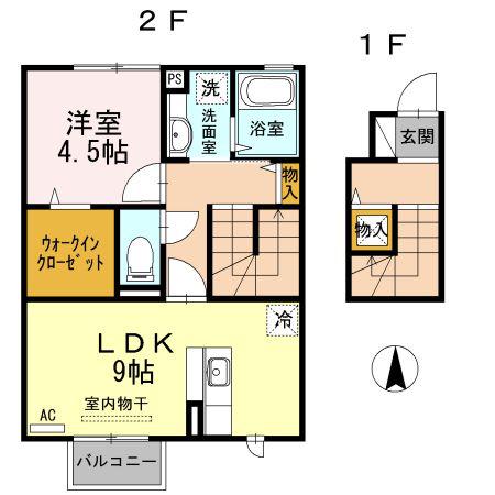 クレール シャトレー(1LDK/2階)の間取り写真