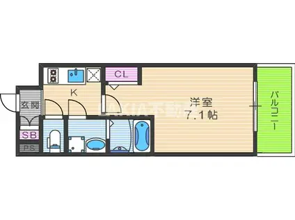 エスリード京橋アミュゼ(1K/8階)の間取り写真