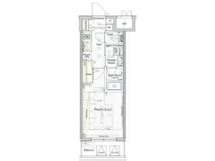 ブライズ品川南DUE(1K/6階)の間取り写真
