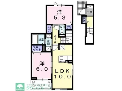 サンセット(2LDK/2階)の間取り写真