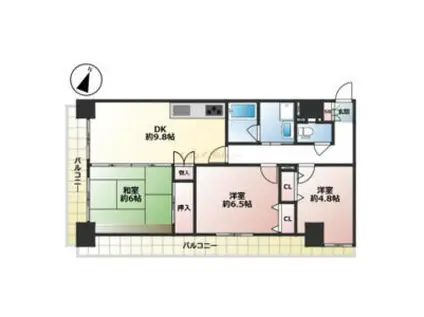 フィール神戸(3DK/2階)の間取り写真