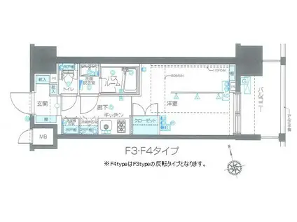 ZOOM品川南(1K/15階)の間取り写真