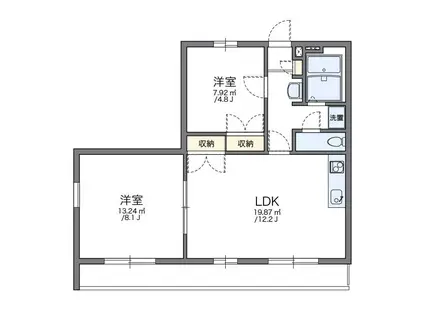 レオパレスエスポワールI(2LDK/3階)の間取り写真