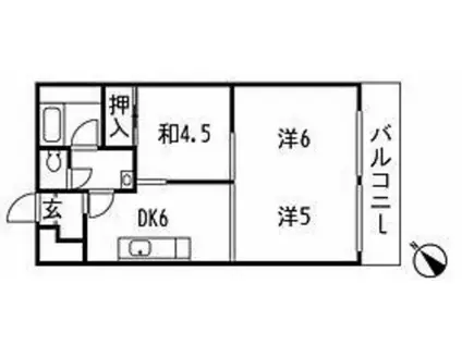 富士見台ファミリーマンション(3DK/4階)の間取り写真