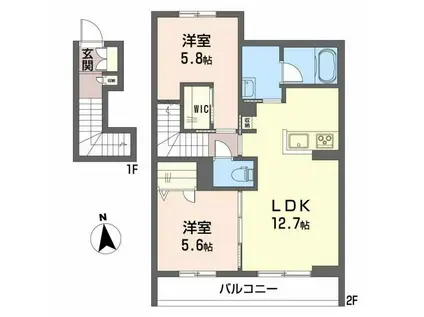 スマイリング桜田A(2LDK/2階)の間取り写真