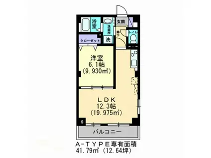 パークサイドヒルズ伏石(1LDK/1階)の間取り写真