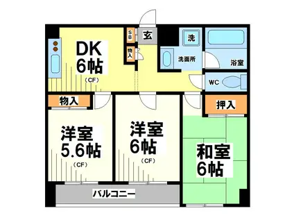 メイングリーン小川(3DK/2階)の間取り写真
