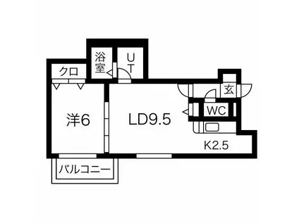 ノーブル円山(1LDK/2階)の間取り写真