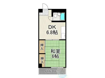 リバーサイドコーポF(1DK/4階)の間取り写真