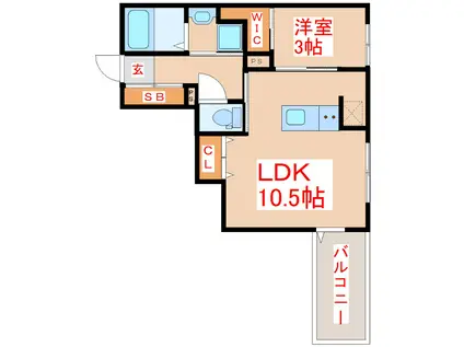 DINO(1LDK/1階)の間取り写真