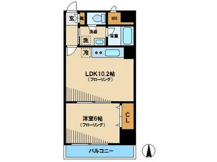 ローズガーデン(1LDK/10階)の間取り写真