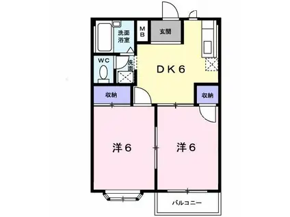 エクセルM77(2DK/2階)の間取り写真