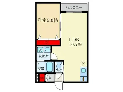 イリスコート香里園III(1LDK/1階)の間取り写真