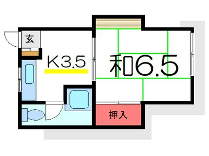 初平マンション(1DK/3階)の間取り写真