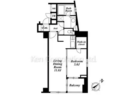 セントラルクリブ六本木I(1LDK/12階)の間取り写真