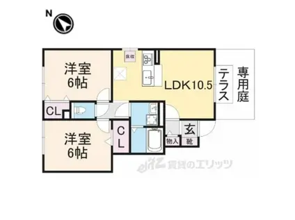 ルミエール(2LDK/1階)の間取り写真