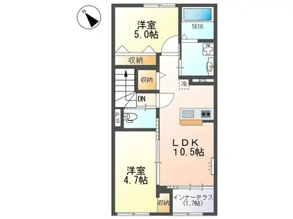 別府町新野辺アパート(2LDK/2階)の間取り写真