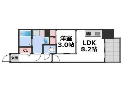 S-RESIDENCE天満橋AR(1LDK/3階)の間取り写真