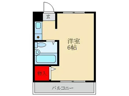ベルエールII(ワンルーム/3階)の間取り写真