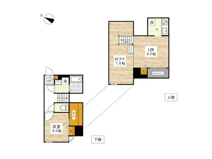 ADC保田窪ベースII(1LDK/1階)の間取り写真