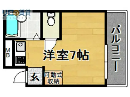 ハイツ上新第5小松(ワンルーム/3階)の間取り写真