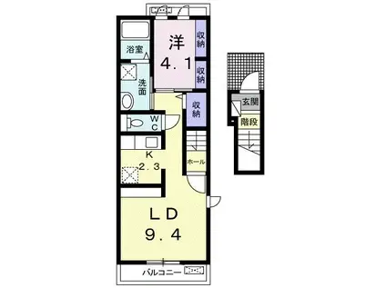 ル ボヌール B(1LDK/2階)の間取り写真