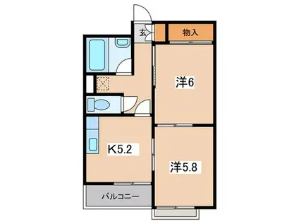 プラザ美しが丘(2K/2階)の間取り写真