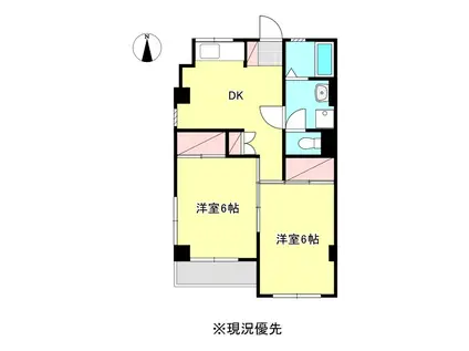 サンハイツ近藤(2DK/2階)の間取り写真