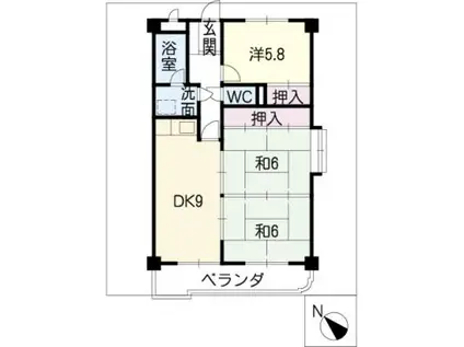 シャルル安藤(3DK/2階)の間取り写真