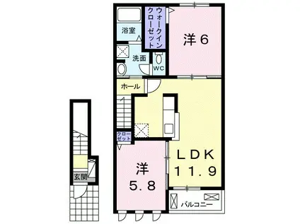 たいしの杜 II(2LDK/2階)の間取り写真