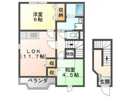 エレガンツァ アロッジオII(2LDK/2階)の間取り写真