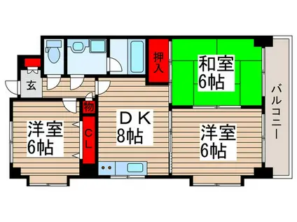 グラシアリノ武蔵浦和(3DK/3階)の間取り写真