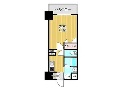 ふぁみゆ弁天町(1K/3階)の間取り写真