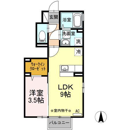 D-ROOMウィル(1LDK/1階)の間取り写真
