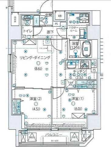 ルクレ墨田緑III(2LDK/7階)の間取り写真