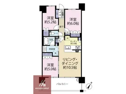 グランカサーレ豊中ヒルズコート(3LDK/7階)の間取り写真