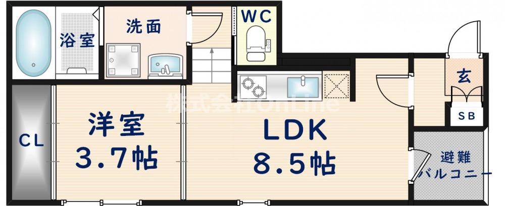 ハーモニーテラス荒川V(1LDK/3階)の間取り写真