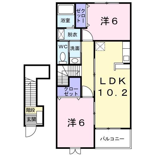 サンライズ(2LDK/2階)の間取り写真