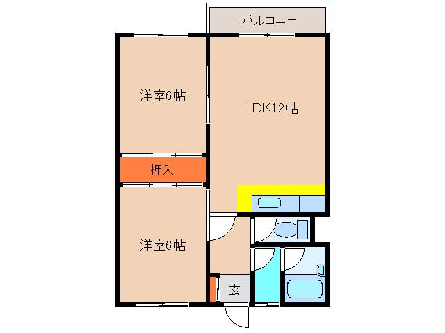吉川マンション(2LDK/3階)の間取り写真
