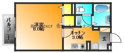 マーサ・ジュネス(1K/2階)の間取り写真