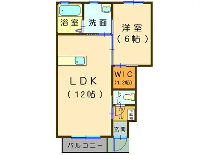 メゾン・ド・ぶーけ(1LDK/1階)の間取り写真